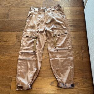 Free People Metallic Gold Cargo Pants